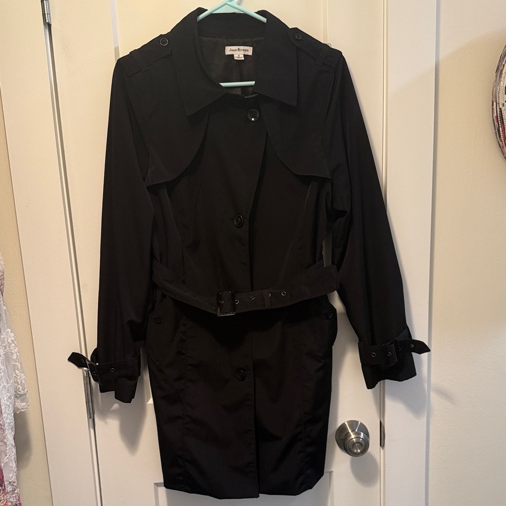 Joan Rivers Women's Elegant Black Trench Coat Size M